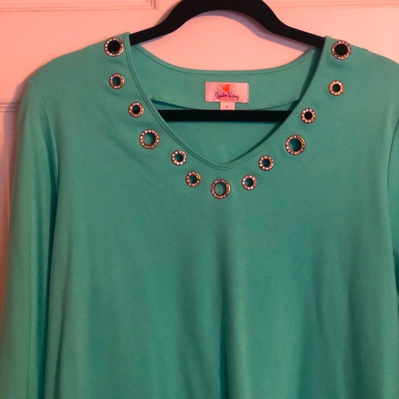 Quacker Factory mint green shirt - Picture 2 of 4